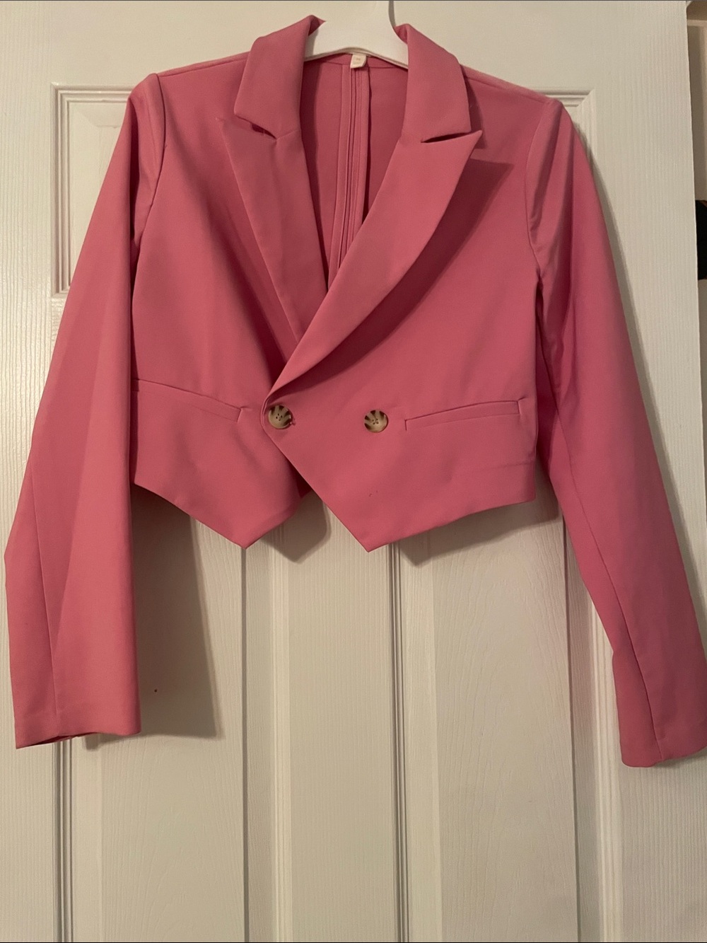 GB girls Pink Cropped Double-Button Blazer